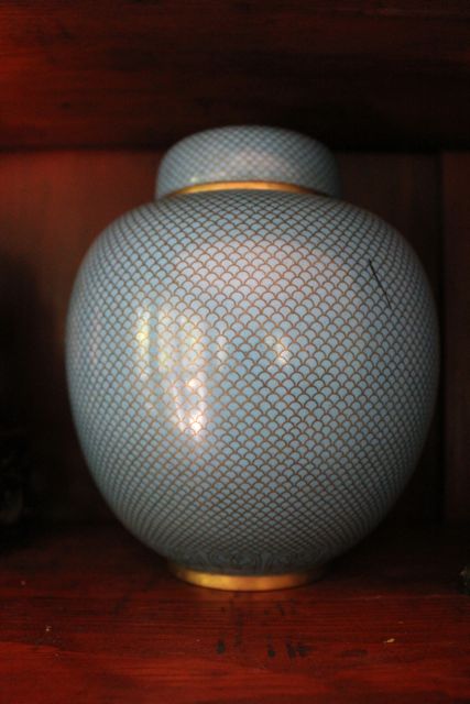 Heirloom Blue Cloisonne Vase with Lid