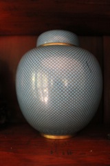 Heirloom Blue Cloisonne Vase with Lid